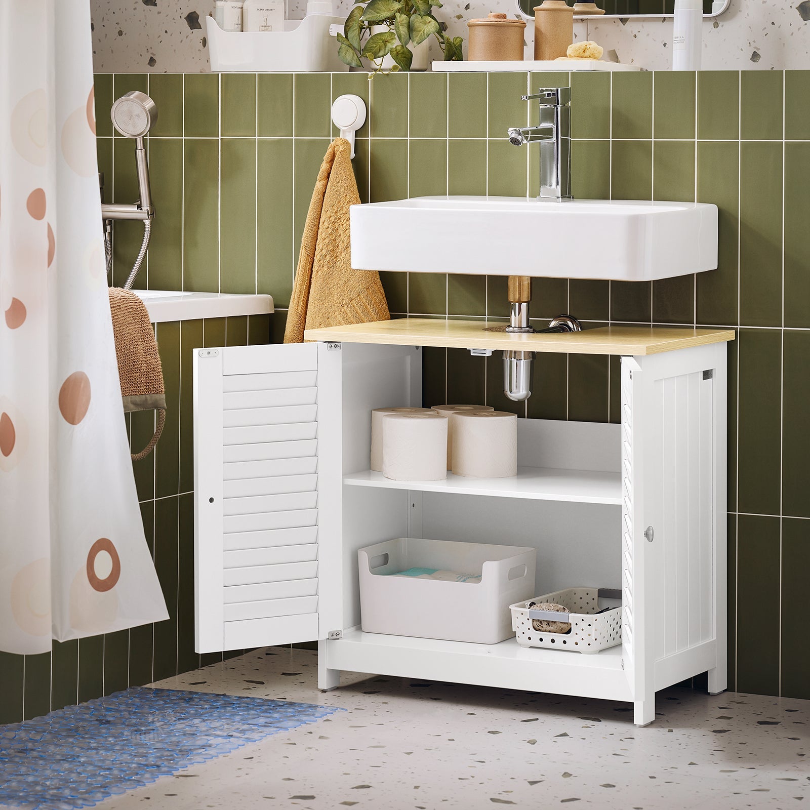 Pre-ordine | SoBuy | Mobile sottolavabo | Armadietto da bagno | Bianco-naturale | FRG237-WN