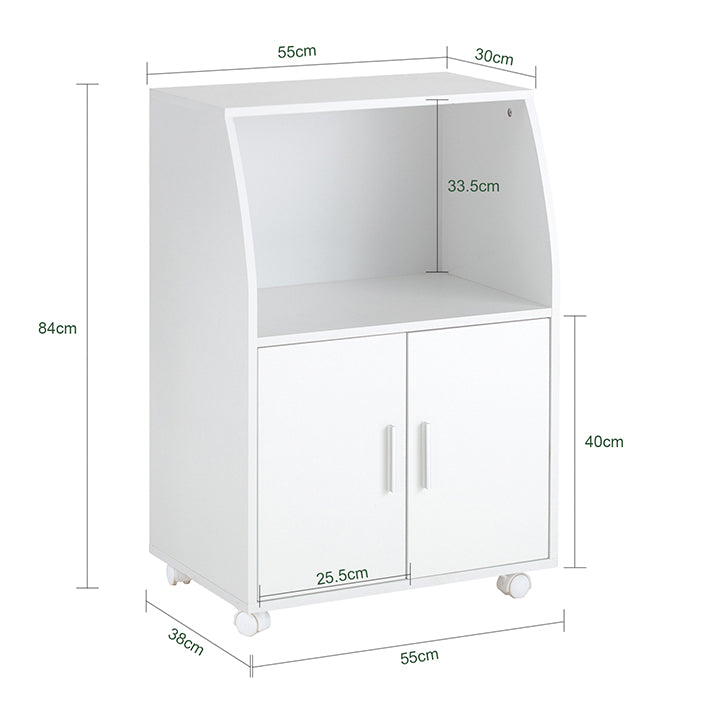 SoBuy | Carrello da portata | Credenza da cucina | Porta microonde Bianco | FRG241-W