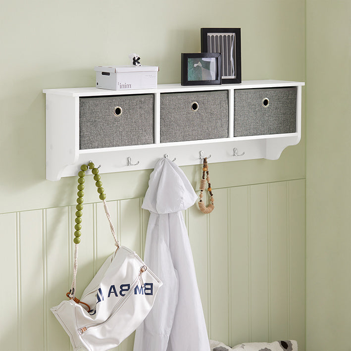 SoBuy | Patère murale | Portemanteau | Garde-robe d'entrée Blanc-Gris clair | FRG282-W