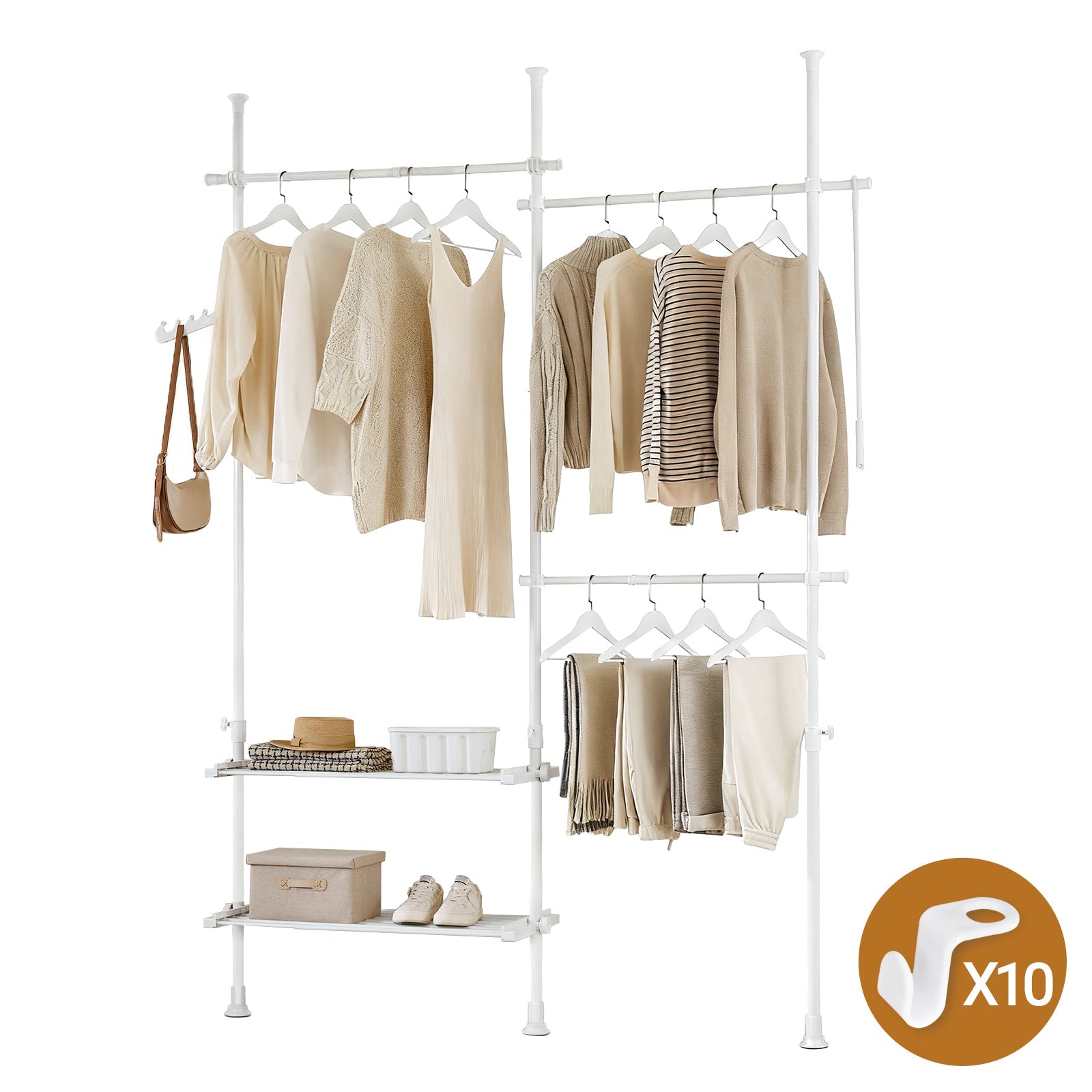 SoBuy | Tringle à vêtements télescopique | Système de tringle à vêtements | Système d'étagères | FRG34-II-W