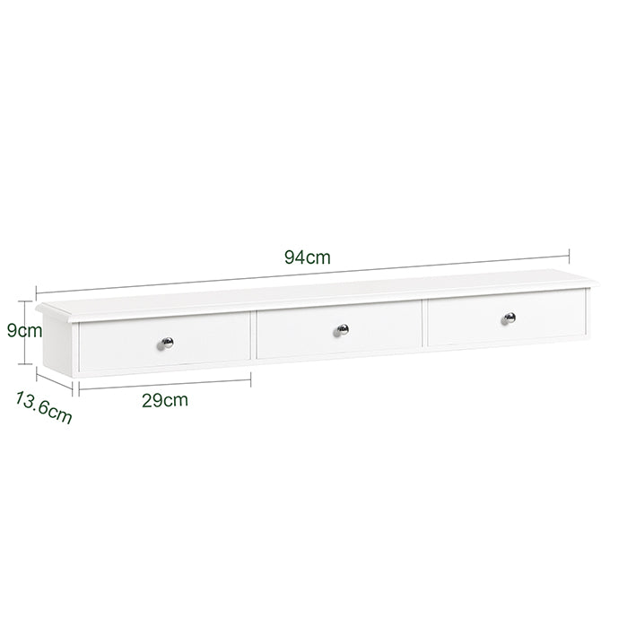SoBuy | Scaffale sospeso | Cassettiera da parete | Mensola da parete bianca | FRG43-L-W