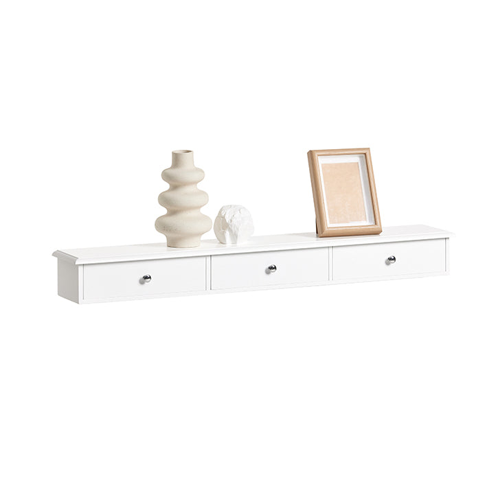 SoBuy | Scaffale sospeso | Cassettiera da parete | Mensola da parete bianca | FRG43-L-W