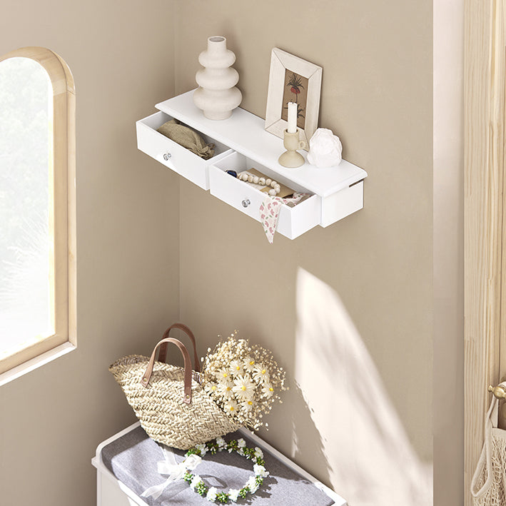 SoBuy | Étagère Flottante | Tiroir Suspendu | Étagère Murale Blanche | FRG43-W