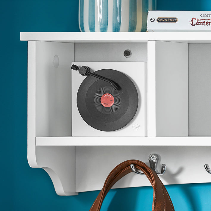 Prévente | SoBuy | Portemanteau mural | Étagère murale | Portemanteau de couloir blanc | FRG48-L-W