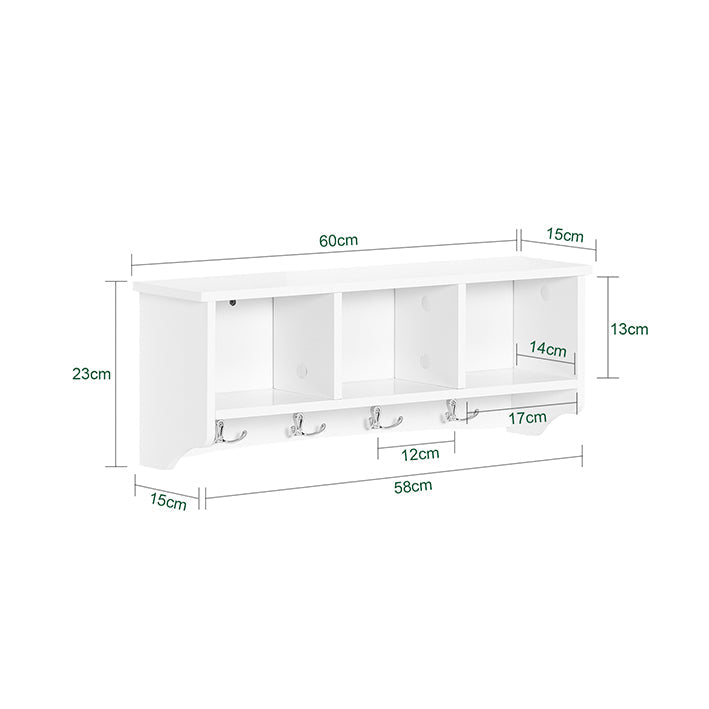 SoBuy | Appendiabiti da parete | Scaffale pensile | Attaccapanni da ingresso Bianco | FRG48-W