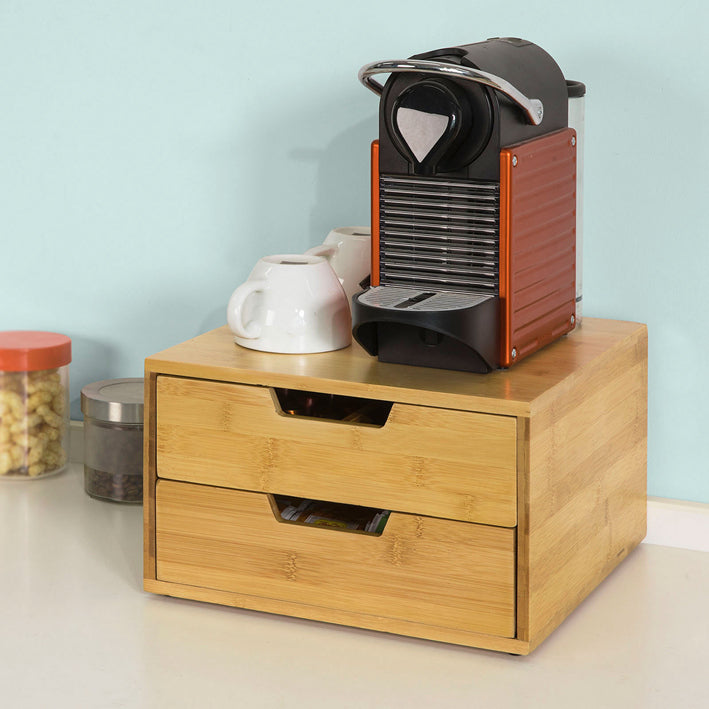 SoBuy | Boîte de rangement pour capsules de café | Tiroir de rangement en bambou | FRG82-N
