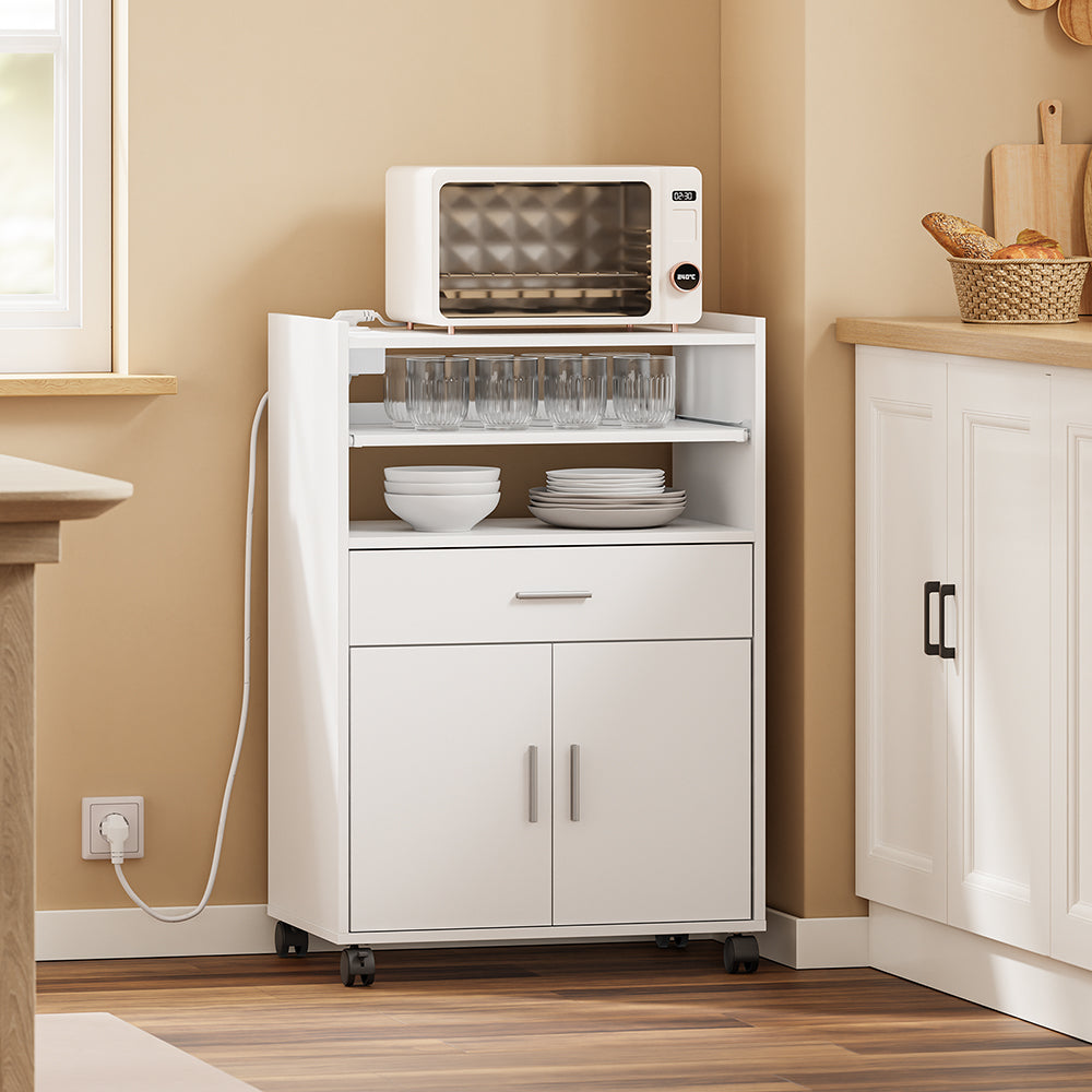 SoBuy Mikrowellenschrank mit 4-in-1-Ladestation für Küche Weiß FSB09-E-W