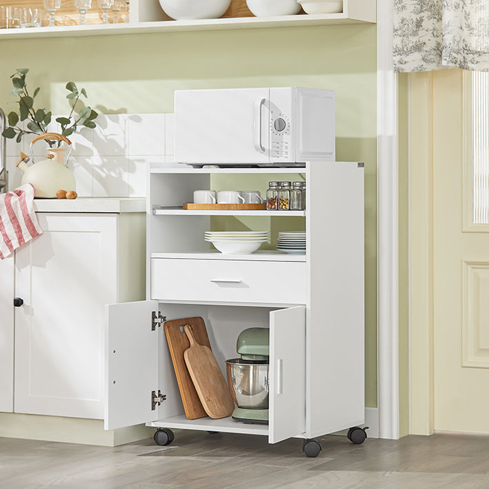 SoBuy | Küchenschrank | Mikrowellenschrank | Rollschrank Weiß | FSB09-W