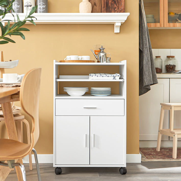 SoBuy | Mobile da Cucina | Mobile per Microonde | Mobiletto con Ruote Bianco | FSB09-W