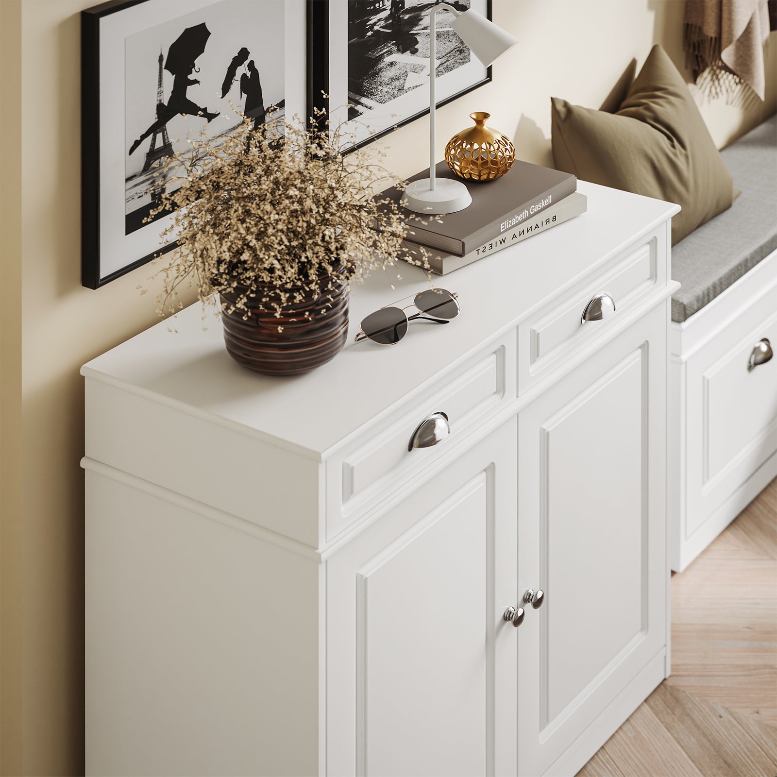 Vorverkauf | SoBuy | Schuhschrank | Sideboard | Schuhkipper für 12-15 Paare Schuhe | FSB104-W