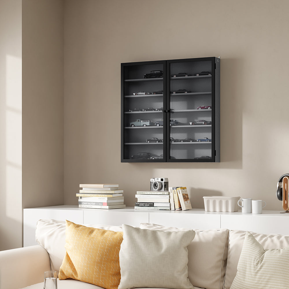 SoBuy | Wandschrank hängend schmal mit 2 Türen Dunkelgrau | FSB113-H-DG