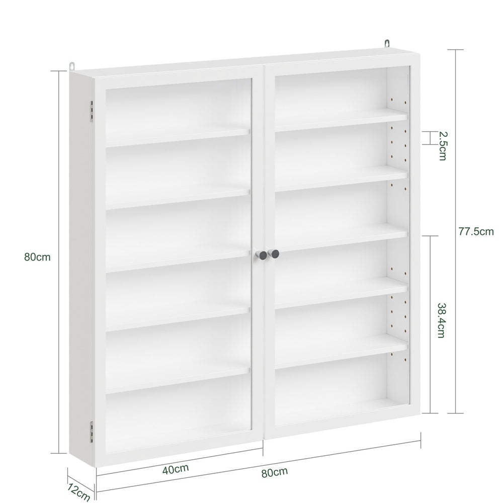 SoBuy | Hängevitrine mit Glastür und Schranktür Weiß | FSB113-H-W