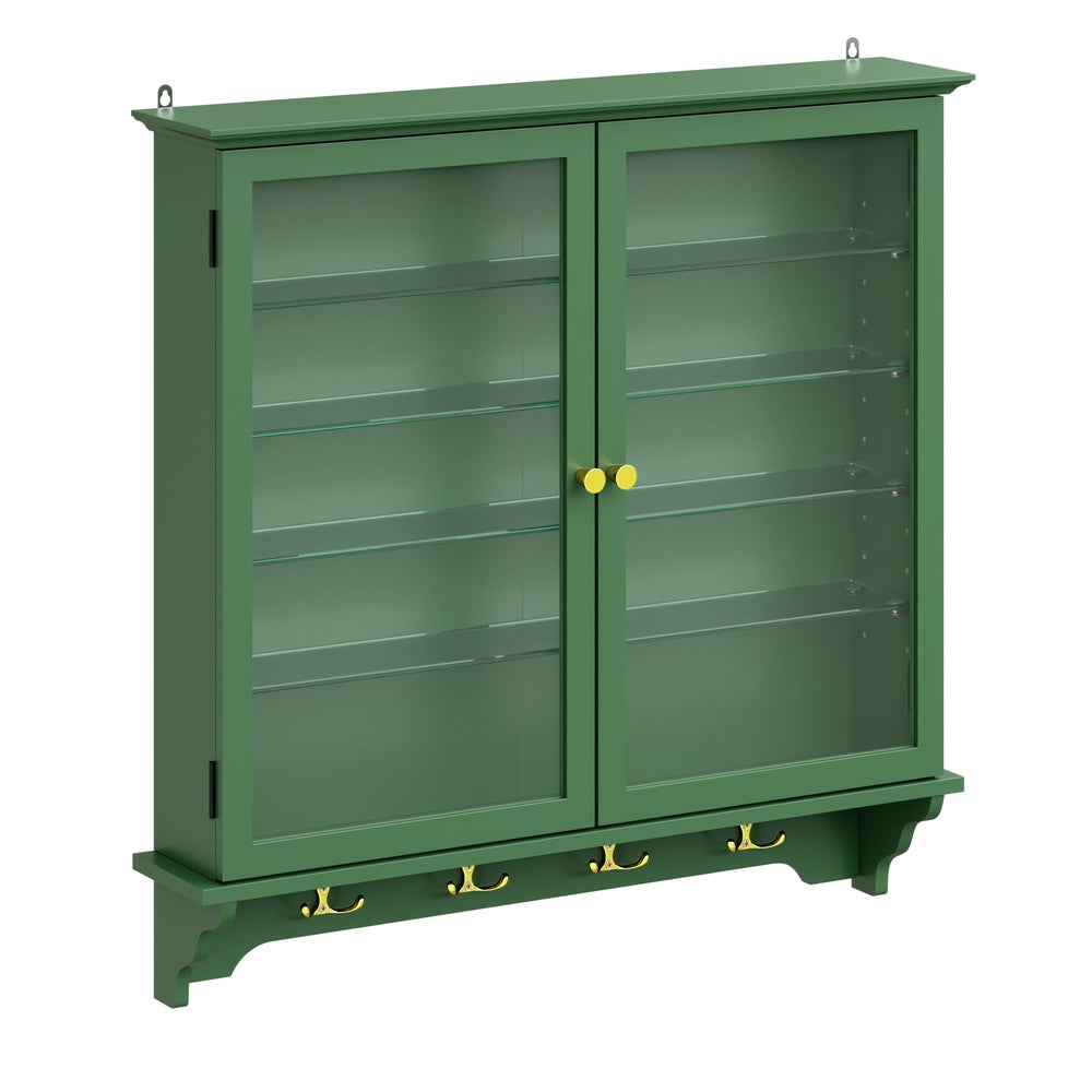 SoBuy | Schmale Hängevitrine aus Bambus & MDF Dunkelgrün | FSB114-E-SY