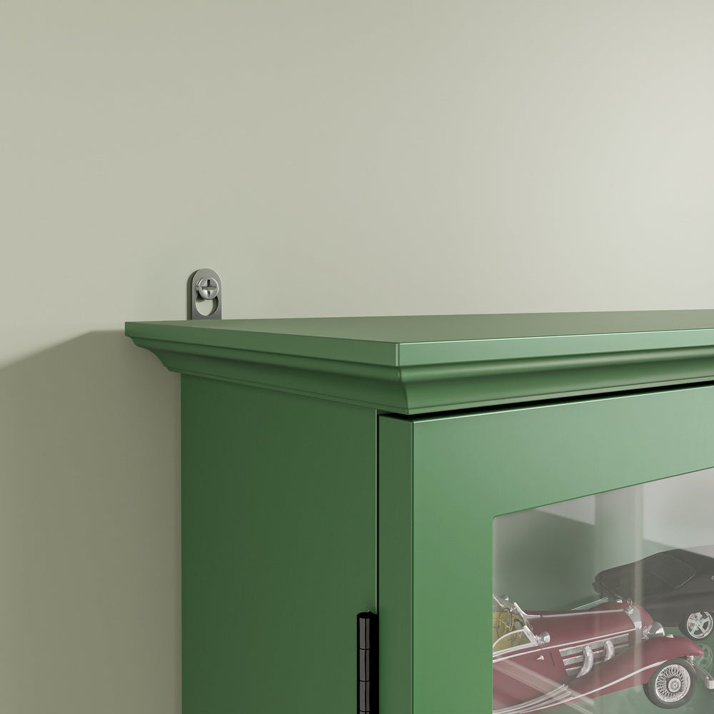 SoBuy | Schmale Hängevitrine aus Bambus & MDF Dunkelgrün | FSB114-E-SY