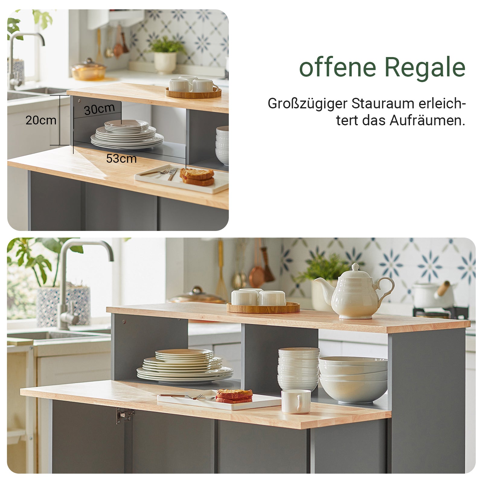 SoBuy | Sideboard mit Schiebetüren | Küchenschrank | Kommode hellgrau | FSB36-HG