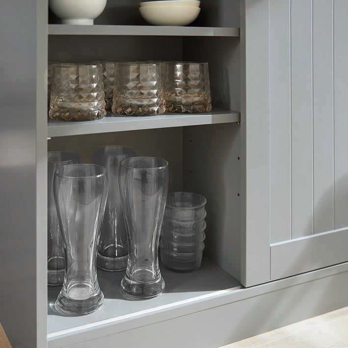 SoBuy | Madia con ante scorrevoli | Credenza da cucina | Cassettiera grigio chiaro | FSB36-HG