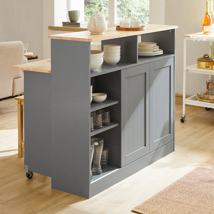 SoBuy | Madia con ante scorrevoli | Credenza da cucina | Cassettiera grigio chiaro | FSB36-HG