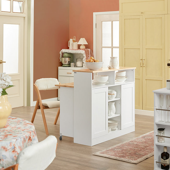 SoBuy | Buffet à portes coulissantes | Îlot de cuisine | Commode | Blanc | FSB36-WN