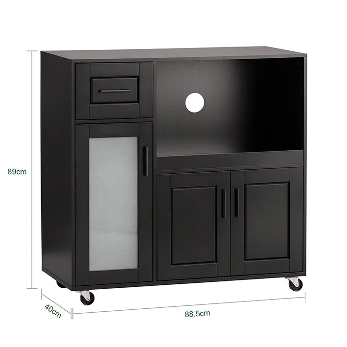 SoBuy | Carrello da cucina | Madia su ruote | Armadietto da cucina | Carrello di servizio | Nero | FSB78-SCH