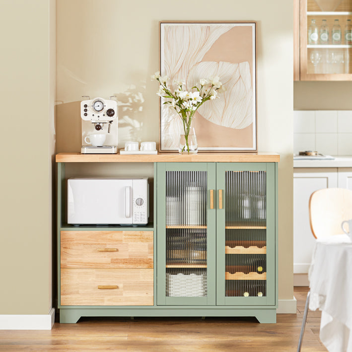 SoBuy | Sideboard mit 2 Glastüren | Küchenschrank | Flurschrank | Grün | FSB81-GR