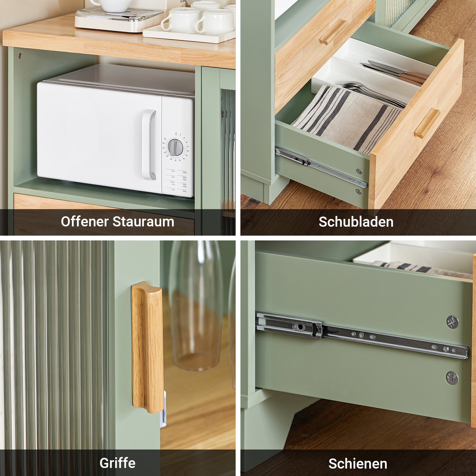 SoBuy | Buffet à 2 portes vitrées | Meuble de cuisine | Meuble d'entrée | Vert | FSB81-GR