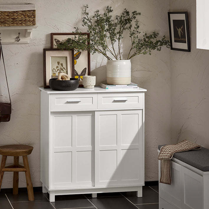 SoBuy | Scarpiera | Madia con ante scorrevoli | Credenza da cucina | Cassettiera | FSB84-W