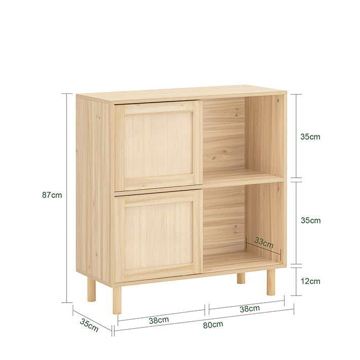 SoBuy | Buffet avec portes coulissantes | Meuble d'entrée | Meuble de cuisine | Commode | Naturel | FSB87-N