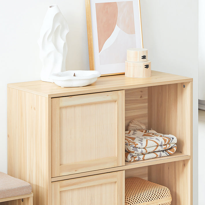 SoBuy | Buffet avec portes coulissantes | Meuble d'entrée | Meuble de cuisine | Commode | Naturel | FSB87-N
