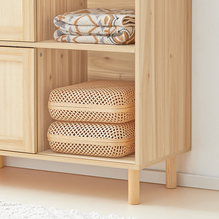 SoBuy | Buffet avec portes coulissantes | Meuble d'entrée | Meuble de cuisine | Commode | Naturel | FSB87-N