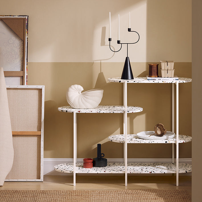 SoBuy | Consolle in metallo | Tavolo da ingresso | Credenza | Scaffale autoportante | Marmo bianco | FSB89-W