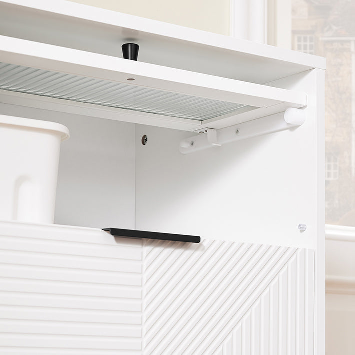 SoBuy | Schuhkipper | Schuhschrank mit 2 Klappen | Schuhkommode | Weiß/Schwarz | FSB95-W