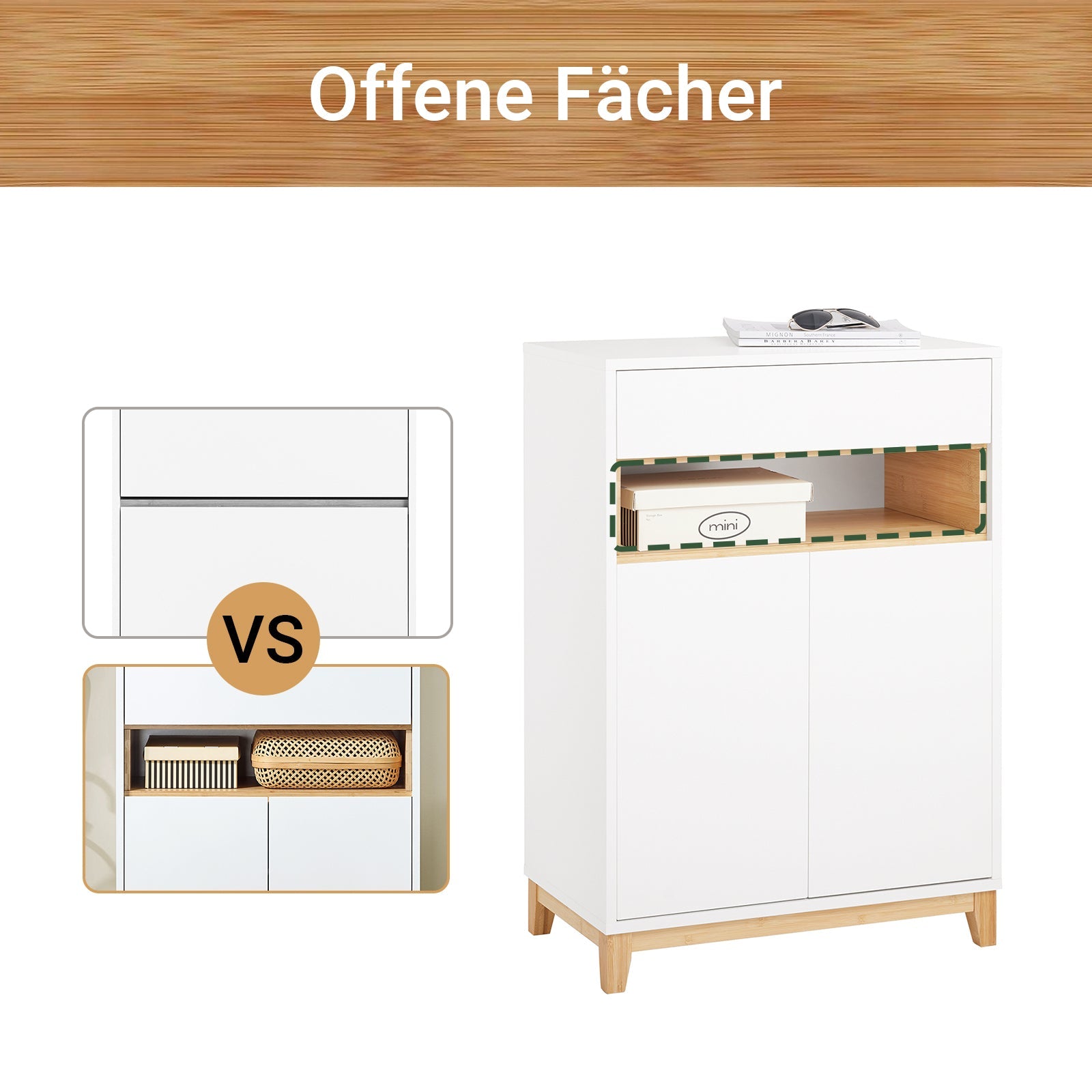 SoBuy | Credenza | Mobile contenitore | Armadio da ingresso | Cassettiera | Mobile da cucina | FSB97-WN