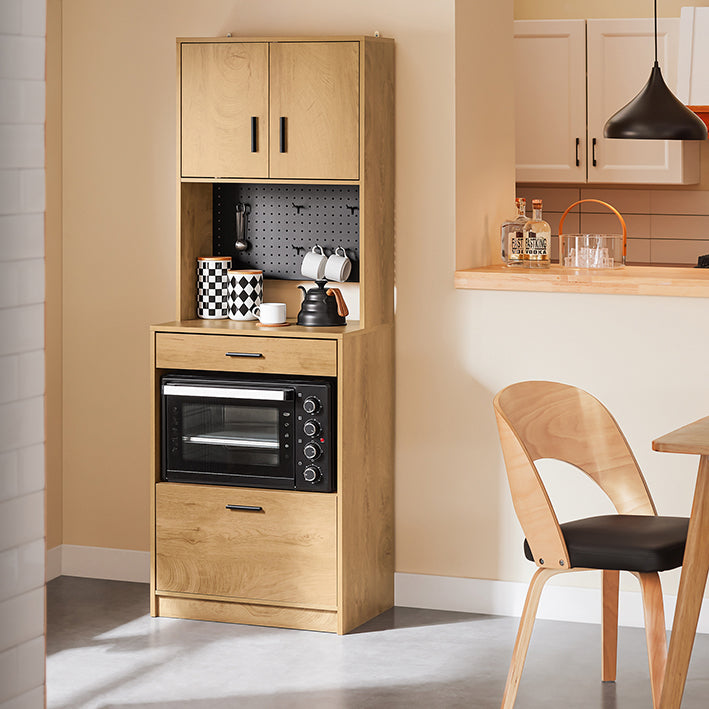 Prevendita | SoBuy Armadietto da cucina con ante per microonde 170cm con pannello forato - Mobiletto cucina Vintage 60x170x40cm FSB98-N