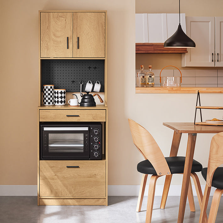 Prevendita | SoBuy Armadietto da cucina con ante per microonde 170cm con pannello forato - Mobiletto cucina Vintage 60x170x40cm FSB98-N