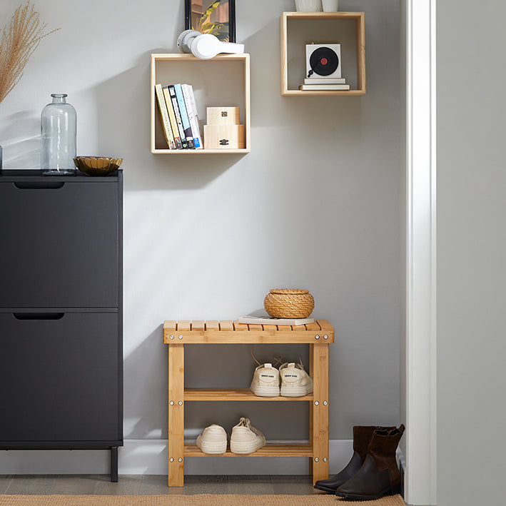 SoBuy | Étagère à chaussures | Banc étroit | Largeur 50 cm | Bambou | FSR02-KN