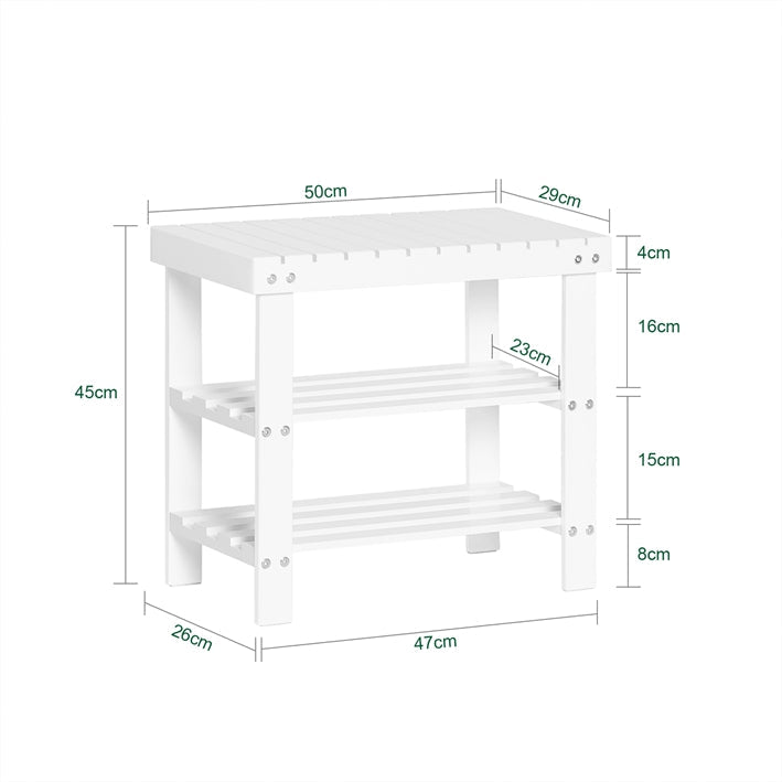 SoBuy | Meuble à chaussures | Banc étroit | Largeur 50cm Blanc | FSR02-K-W
