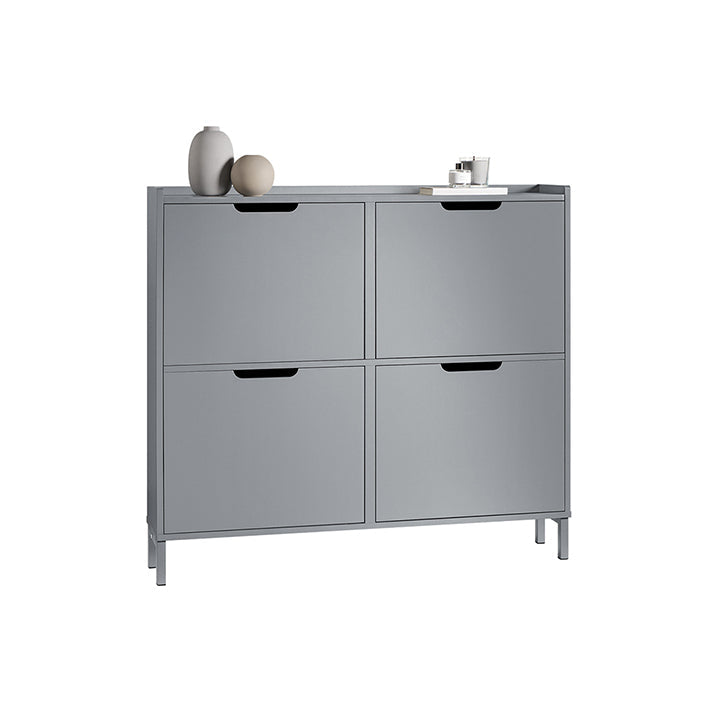 SoBuy | Meuble à chaussures | Meuble à chaussures avec 4 abattants | Commode à chaussures | Gris clair | FSR100-HG