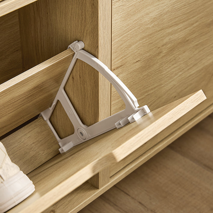 Prévente | SoBuy | Meuble à chaussures | Armoire à chaussures 4 portes | Étagère à chaussures étroite | Naturel | FSR100-N