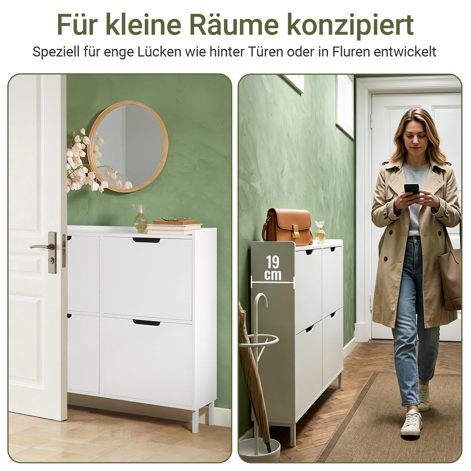 SoBuy | Schuhkipper | Schuhschrank mit 4 Klappen | Schuhkommode Weiß | FSR100-W