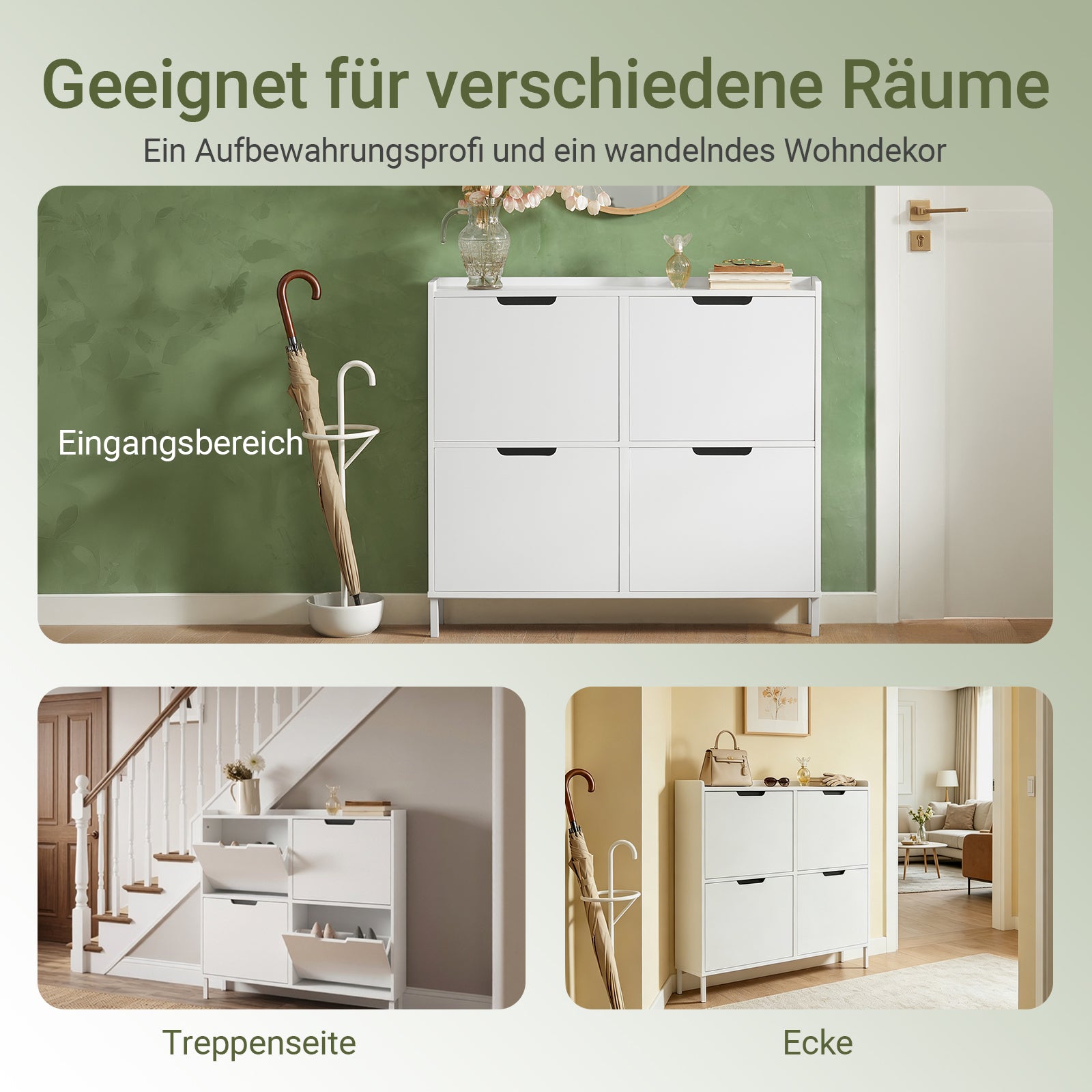 SoBuy | Schuhkipper | Schuhschrank mit 4 Klappen | Schuhkommode Weiß | FSR100-W