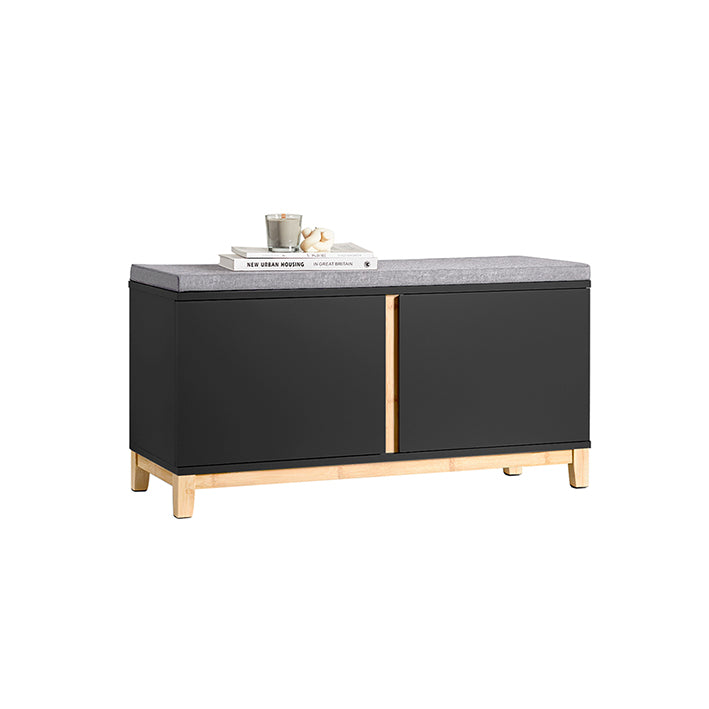 SoBuy | Scarpiera con seduta | Panchina appendiabiti | Panca | Panca da ingresso | Nero | FSR117-SCH
