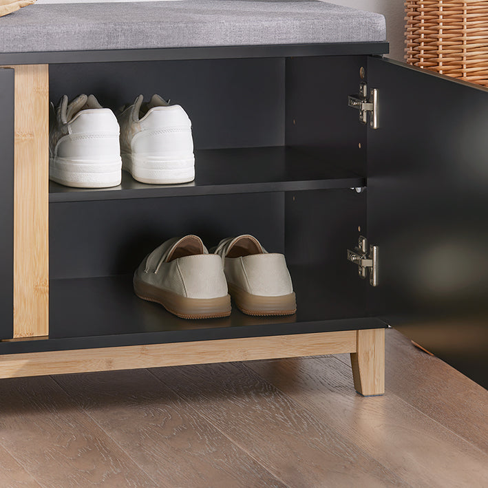 SoBuy | Scarpiera con seduta | Panchina appendiabiti | Panca | Panca da ingresso | Nero | FSR117-SCH