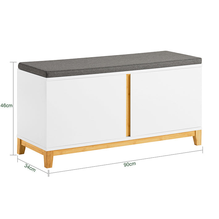 SoBuy | Scarpiera con sedile imbottito | Panchina | Panca da ingresso | Bianco | FSR117-W