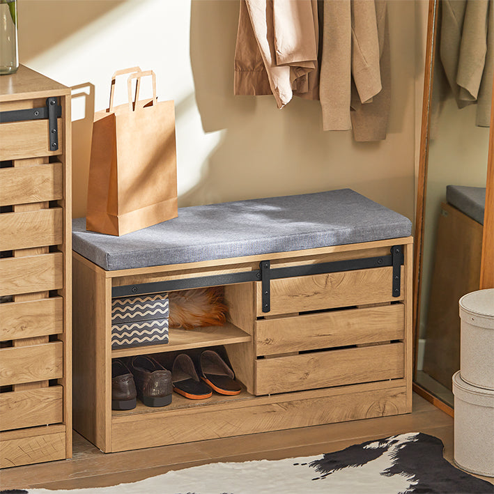 SoBuy | Banc à chaussures avec porte coulissante | Banc de rangement | Étagère à chaussures | FSR120-N