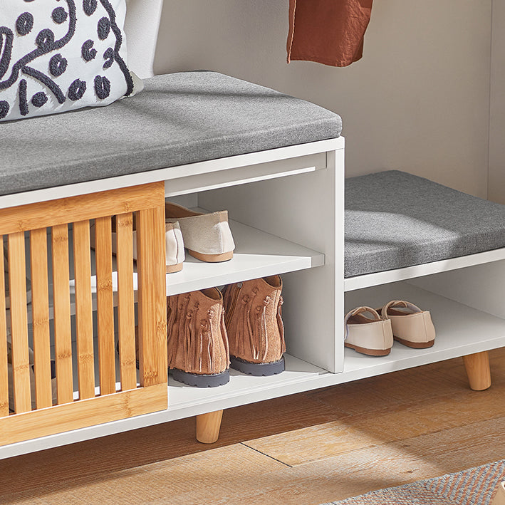 SoBuy | Commode d'entrée avec coussin | Meuble à chaussures | Banc de rangement | Étagère à chaussures | FSR125-WN