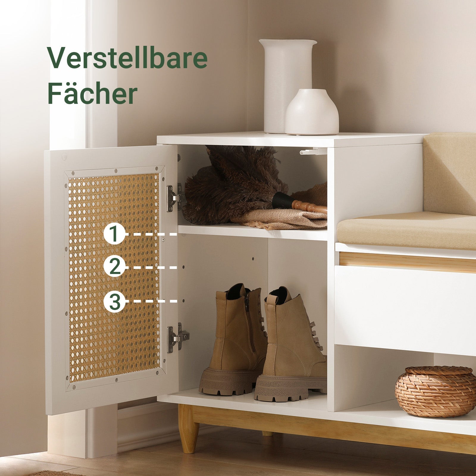 SoBuy | Panca appendiabiti | Panca | Panca da ingresso | Scarpiera | Scarpiera | FSR128-W