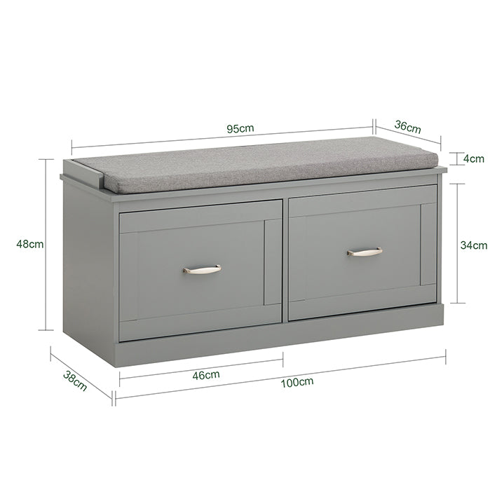 SoBuy | Banc d'entrée | Banquette | Étagère à chaussures | Banc à chaussures | FSR131-HG