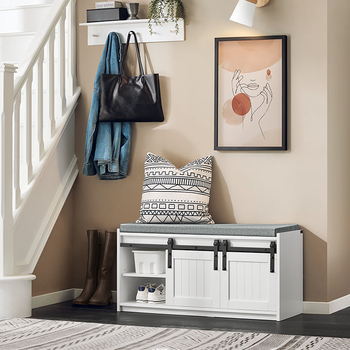 SoBuy | Scarpiera con seduta | Panchina | Panca da ingresso | Scarpiera | Bianco | FSR133-K-W