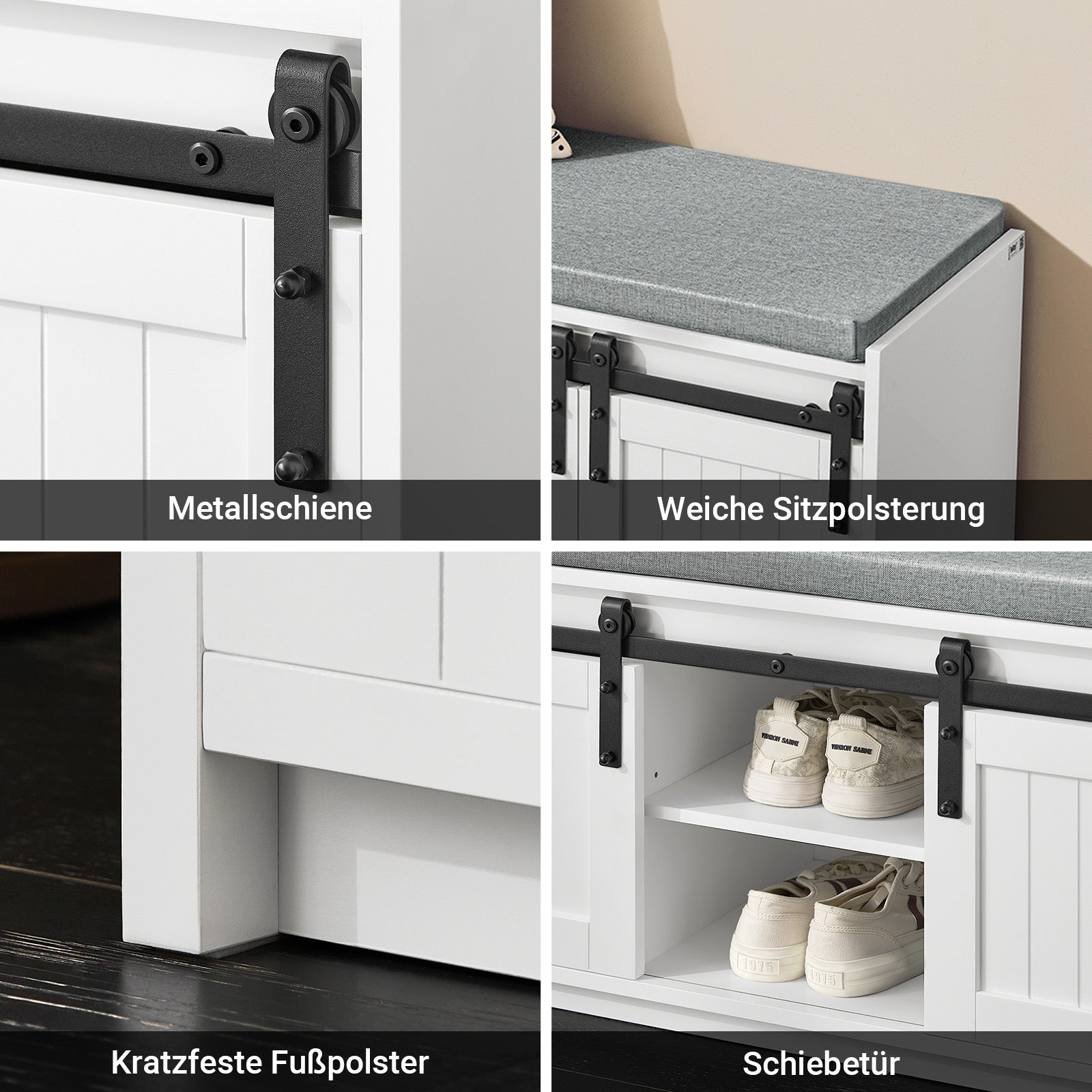 SoBuy | Banc à chaussures avec assise | Banc | Banc d'entrée | Étagère à chaussures | Blanc | FSR133-KW