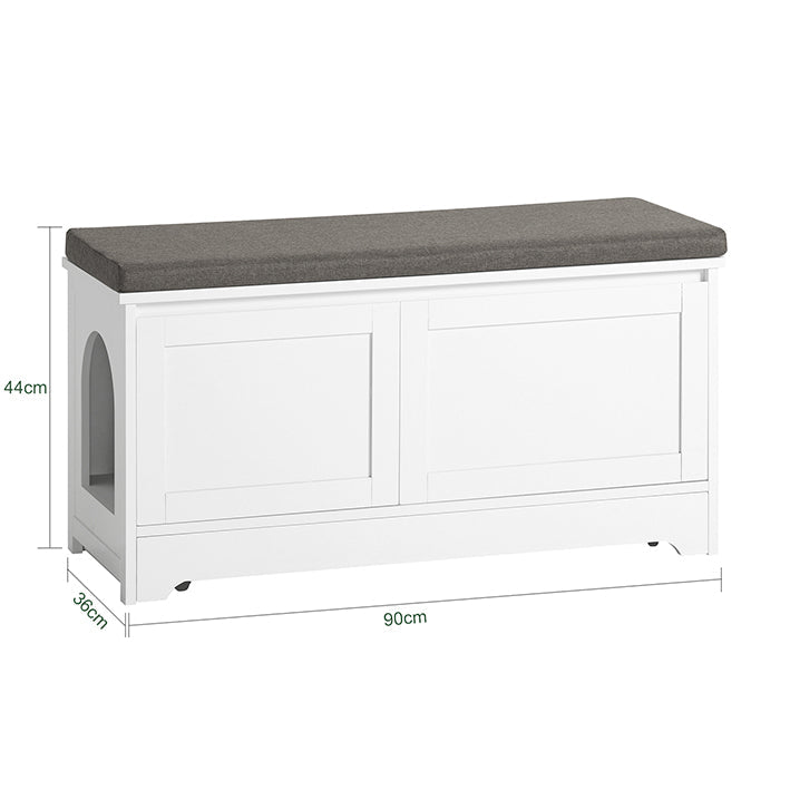 SoBuy | Cuccia per Gatti con Ciotole | Casa per Animali | Panchina Porta Scarpe con Cuccia | Bianco | FSR136-W